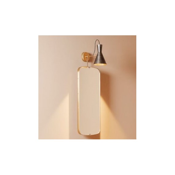 Sieninis šviestuvas su veidrodžiu GUARDATI DENTRO VERTICALE žalvarinis