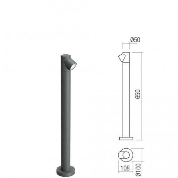 Stulpelis LED šviestuvas UBOAT pilkas H: 650 • 900 mm