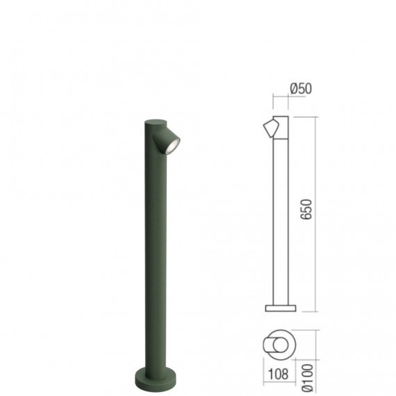 Stulpelis LED šviestuvas UBOAT žalias H: 650 • 900 mm