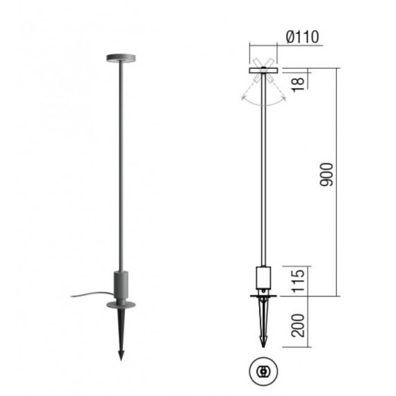 Įsmeigiamas LED šviestuvas ELFIC pilkas H 900 • 1200